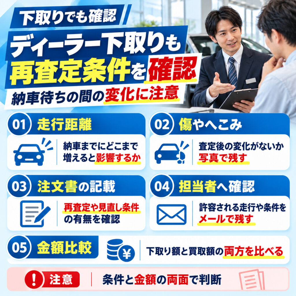 ディーラー下取りの再査定も契約条件を確認する